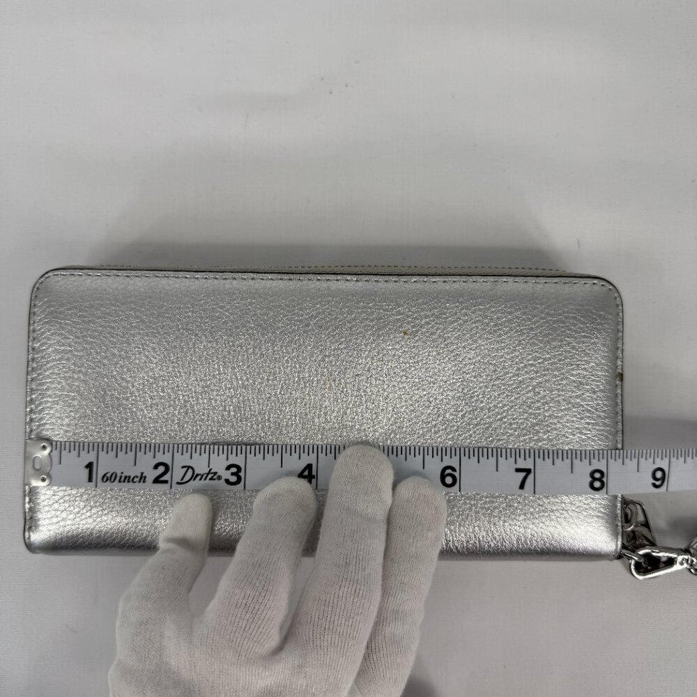 MK Michael Kors Jet Set Travel Continental Wristlet/Wallet Silver - Picture 5 of 9